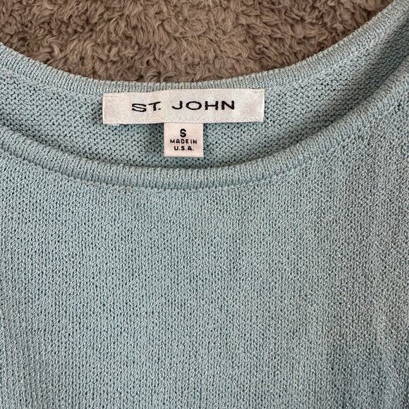 St. John Santana Knit Shell Top Blue Sleeveless Sweater Tank S Small READ - Picture 7 of 10
